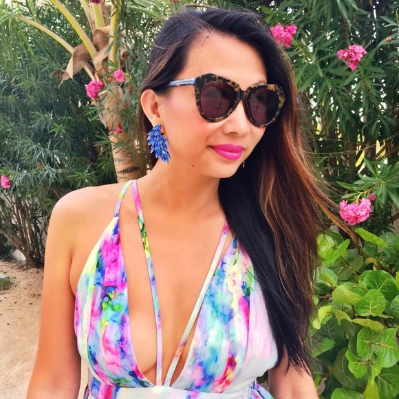 Blue Luxe Wing Crystal Earrings - Picture 4 of 4